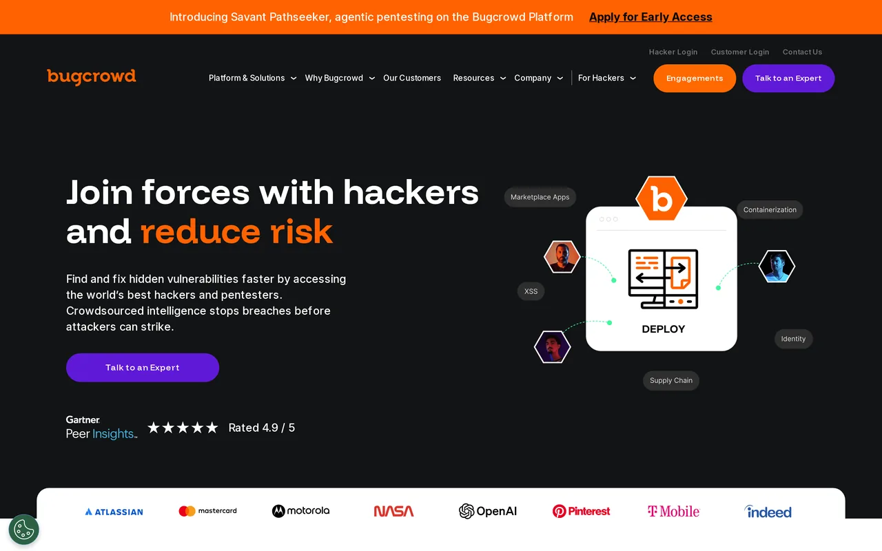 Bugcrowd homepage, captured October 2026
