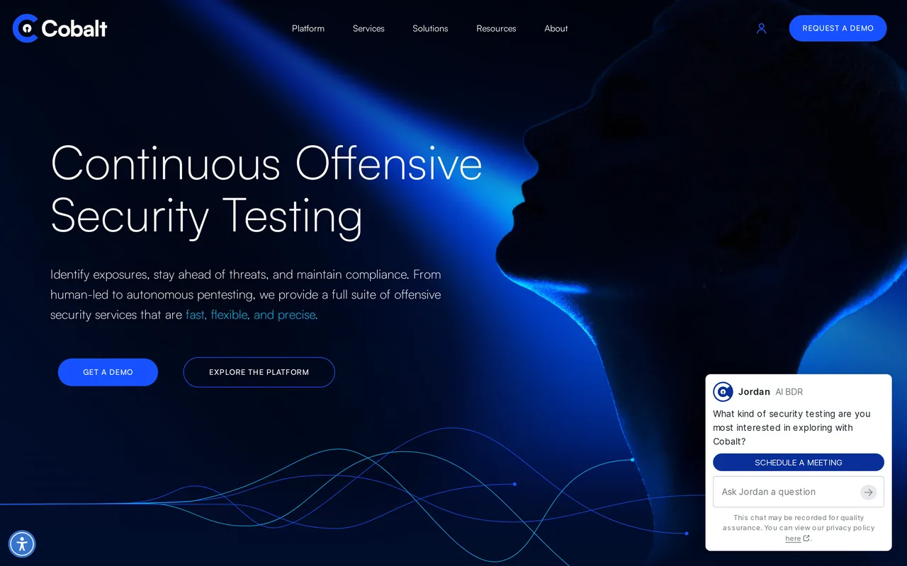 Cobalt homepage, captured October 2026