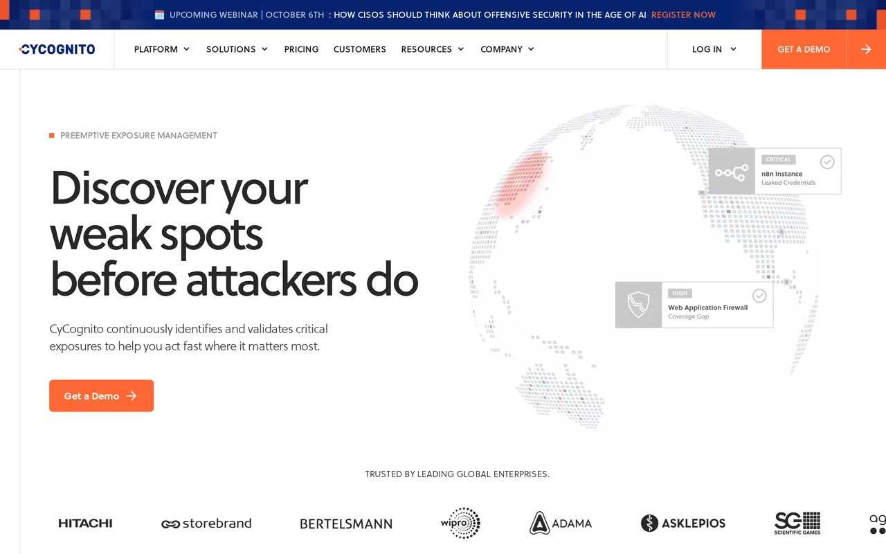 CyCognito homepage, captured October 2026