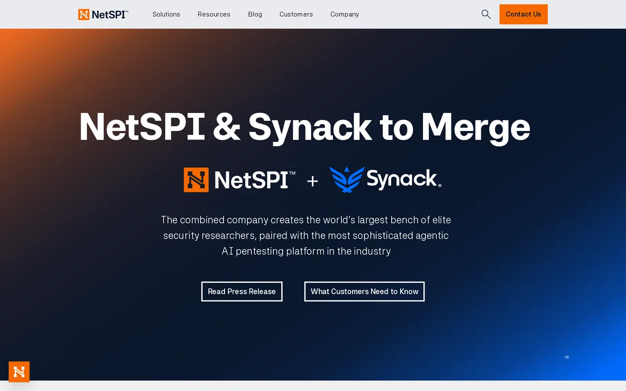 NetSPI homepage, captured October 2026