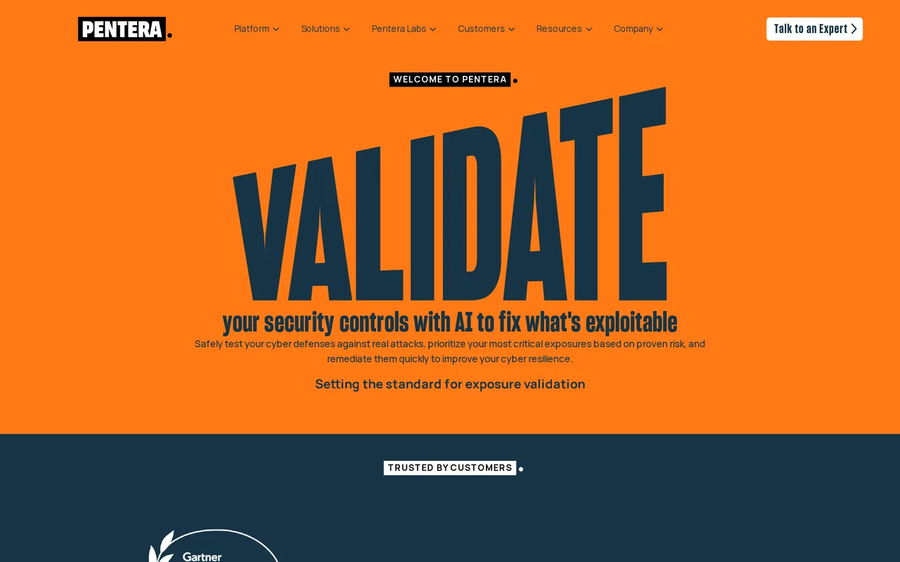 Pentera homepage, captured October 2026