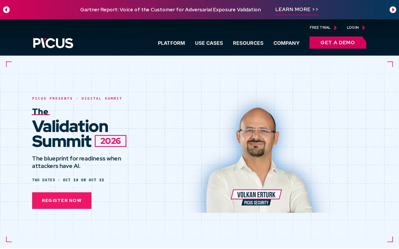 Picus Security homepage, captured October 2026