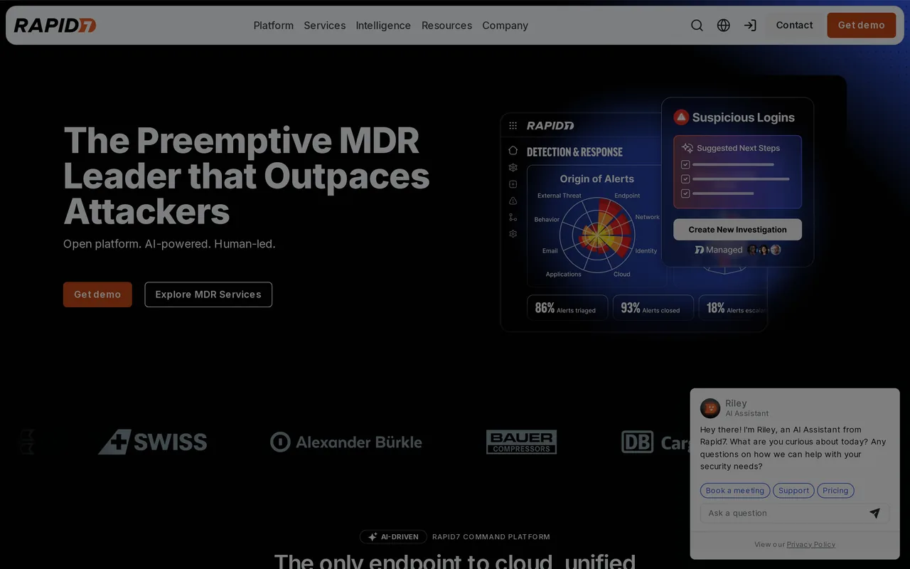 Rapid7 homepage, captured October 2026