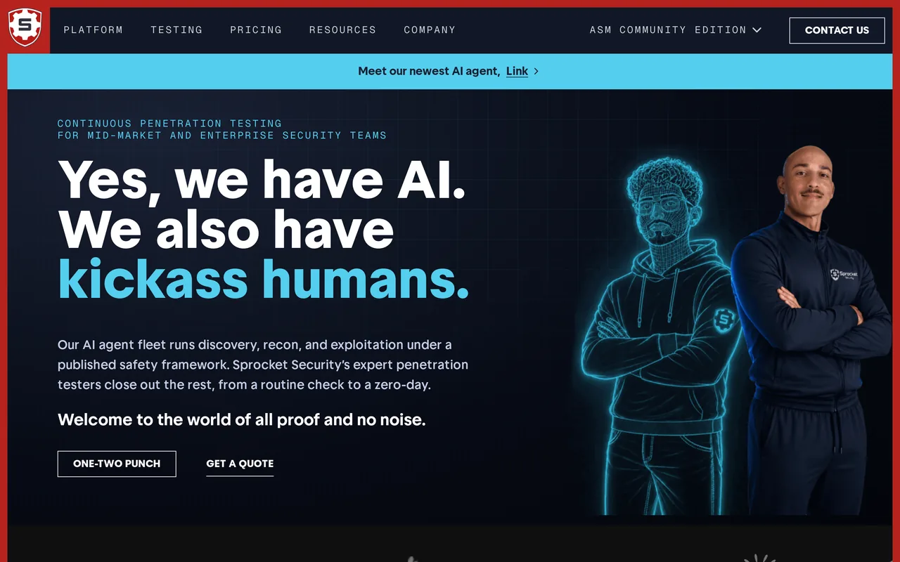 Sprocket Security homepage, captured October 2026
