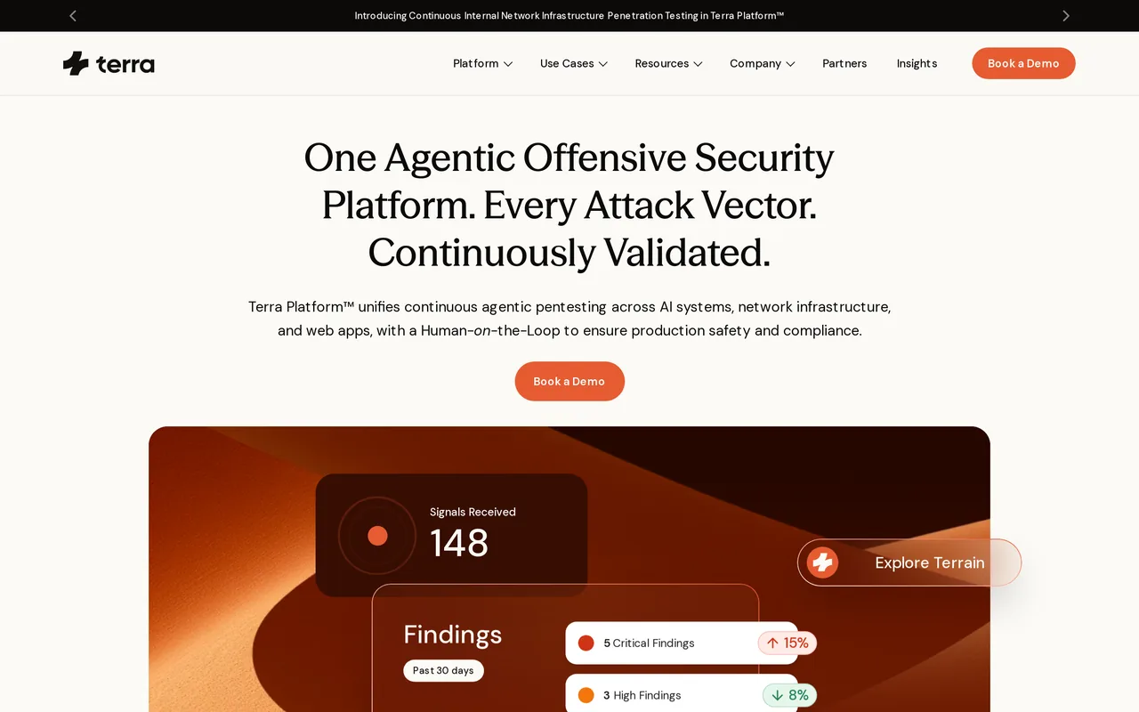 Terra Security homepage, captured October 2026