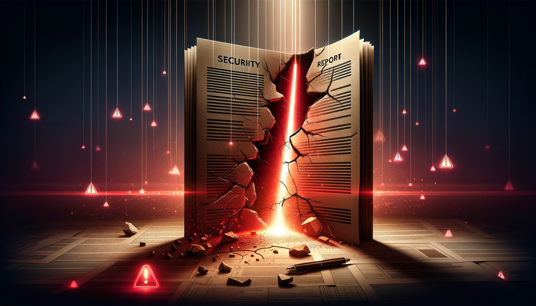 Seemingly solid security report revealing hollow sections under light beam inspection