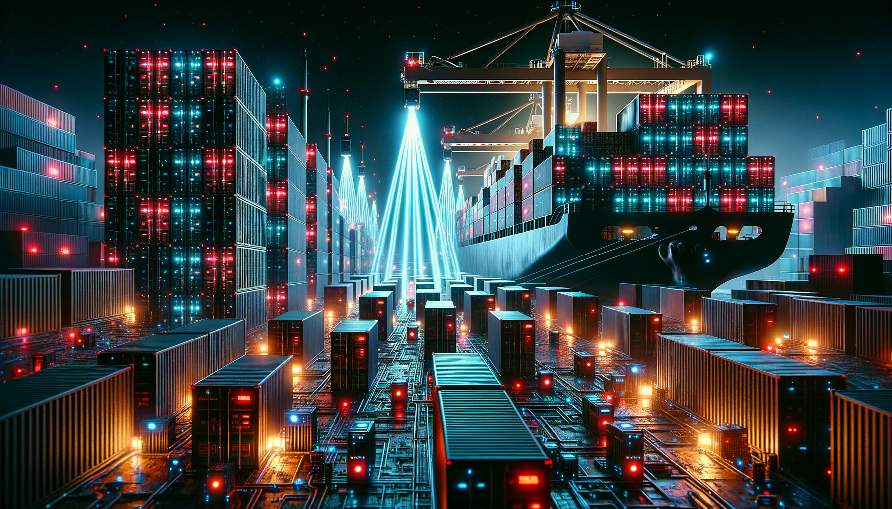 Kubernetes cluster as futuristic container port with security scanner inspecting pods