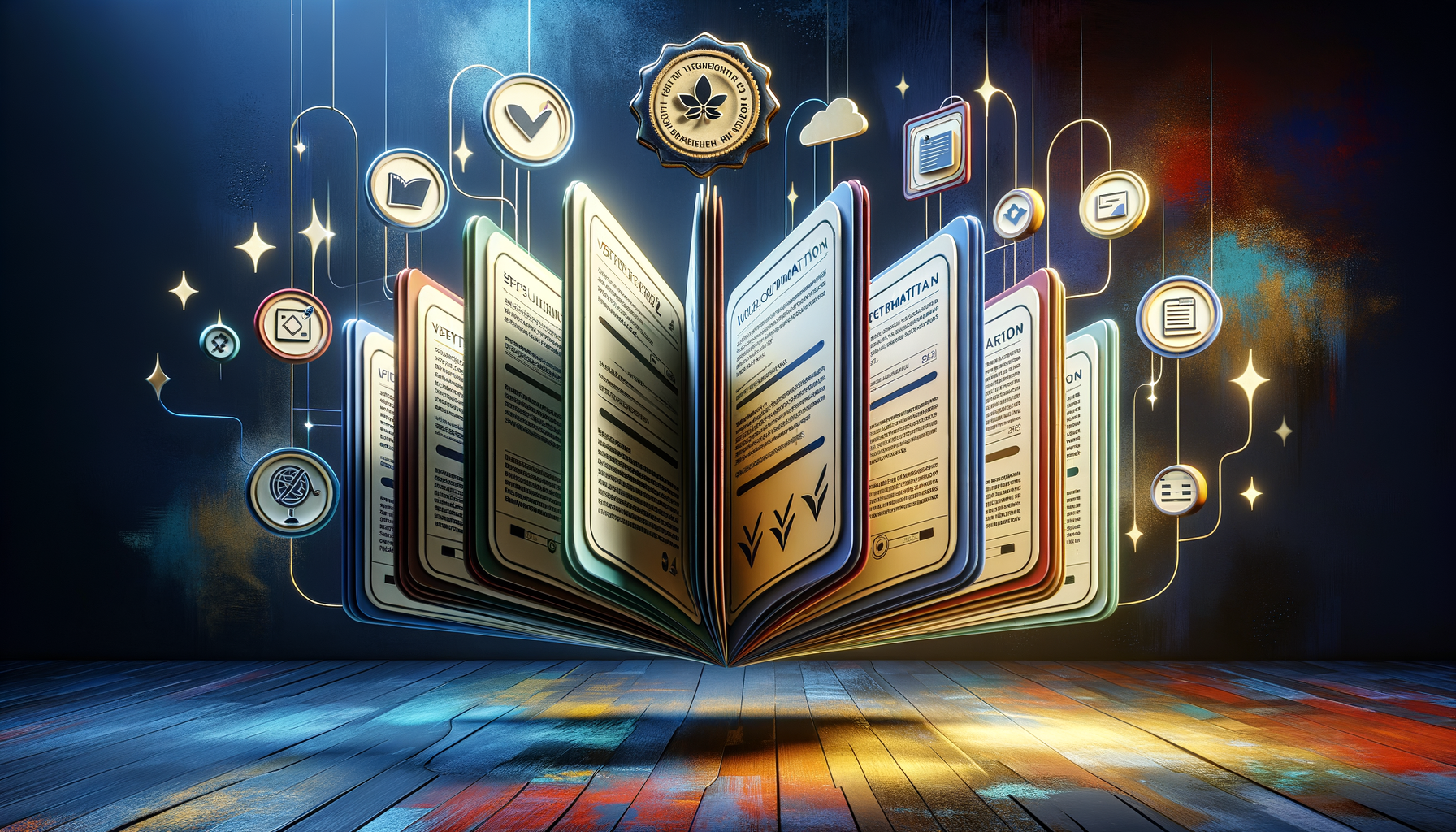 Floating SOC 2 audit report sections with color-coded control areas